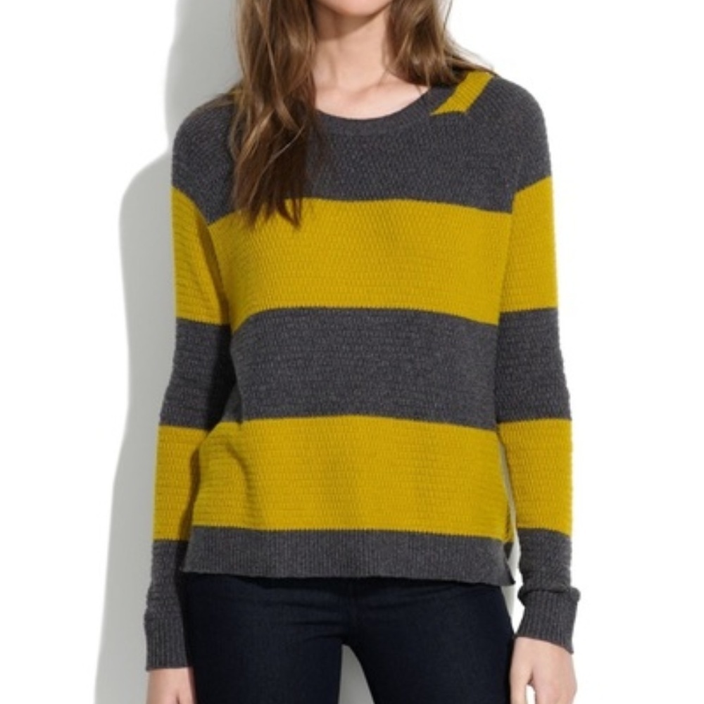 Madewell women S leafstitch crewneck‎ stripe sweate